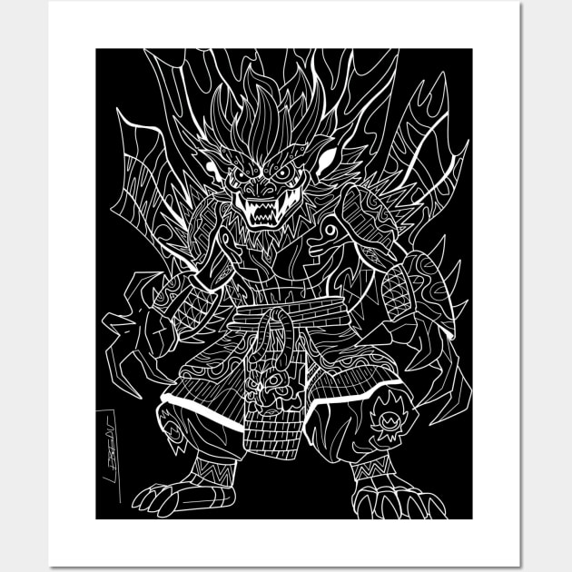 demon mexican yokai samurai ecopop art Wall Art by jorge_lebeau